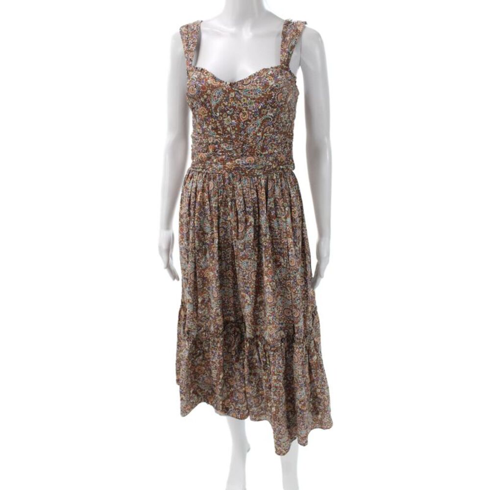 ASTR Womens Paisley Cotton Sundress Sweetheart Neckline Sleeveless Size 4